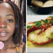 woman shares restaurant experience (l) Lobster plate (r)