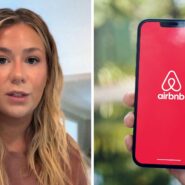 woman shares air bnb experience (l) air bnb app (r)