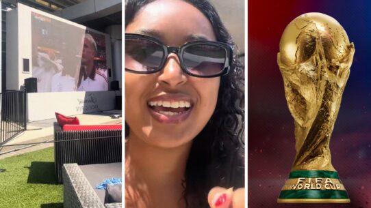 FIFA world cup game (l) woman shares FIFA issue (c) FIFA World cup (r)