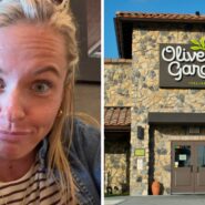 woman shares Olive Garden hack (l) Olive Garden entrance (r)