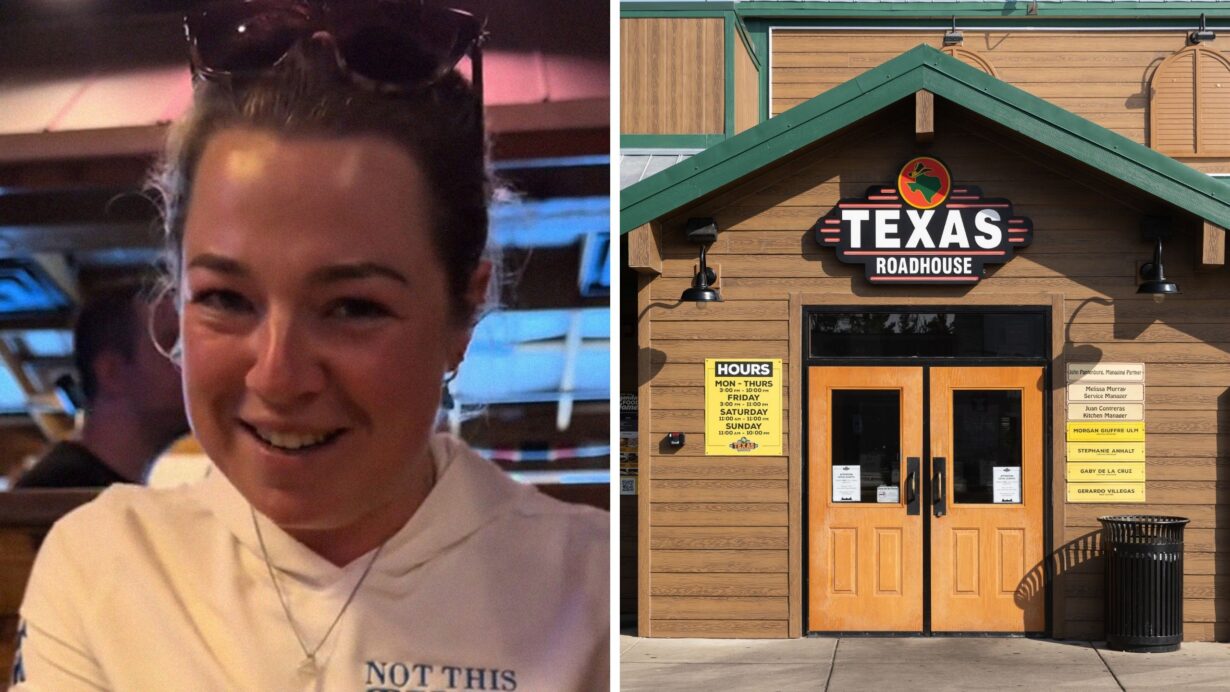 woman shares first time experience at Texas roadhouse (l) texas roadhouse entrance (r)