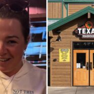 woman shares first time experience at Texas roadhouse (l) texas roadhouse entrance (r)