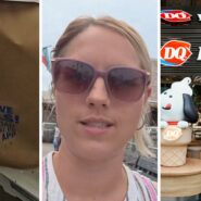 $5 mystery bag at Dairy Queen (l) woman shares dairy Queen observation (c) Dairy Queen entrance (r)