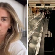 Alt: woman shares travelling tips (l) traveller at airport (r)