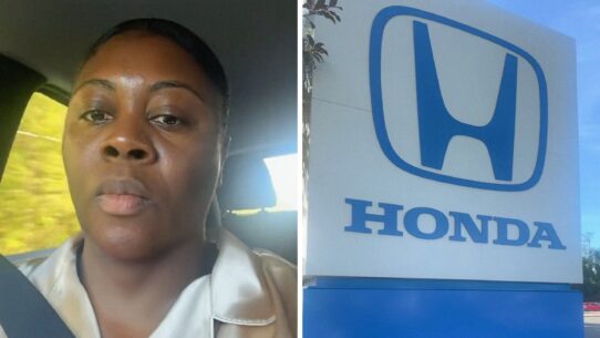 woman shares dealership issue (l) Honda dealership (r)