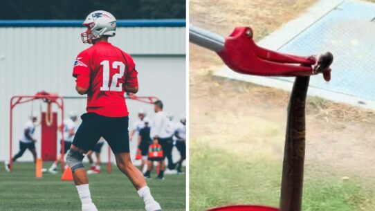 man at practice (l) snake on a clipper (r)