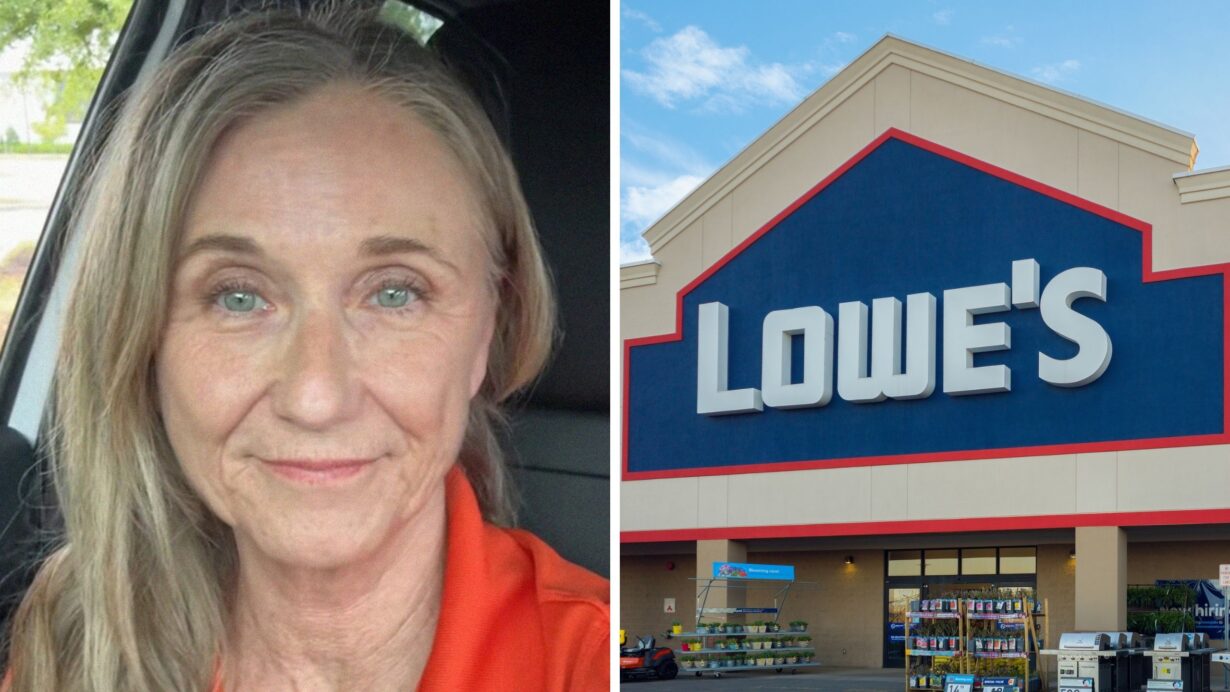 woman shares cheap but useful store purchase (l) Lowe's storefront (r)