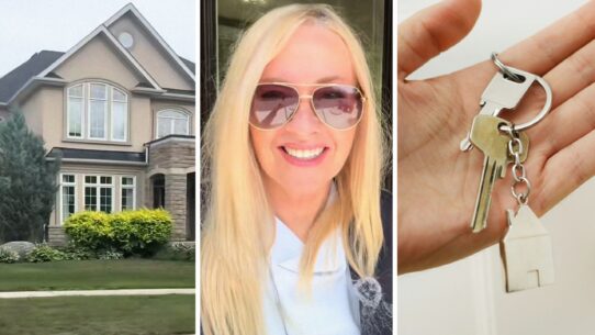 houses for sale (l) woman shares house shopping tips (c) new house keys (r)