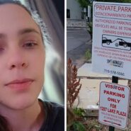 woman shares Doctor appointment issue (l) parking signs (r)
