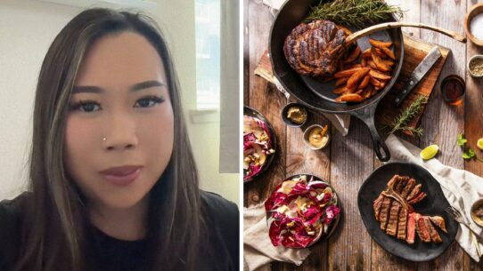 woman shares steakhouse experience (l) steakhouse dinner (r)
