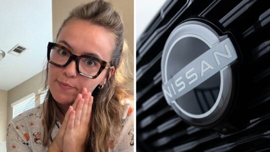 woman shares Nissan issue (l) Nissan steering wheel (r)