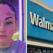 woman shares walmart self-checkout experience (l) walmart storefront (r)