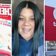 Coors Light Cheez-It (l) woman shares target encounter (c) Target storefront (r)