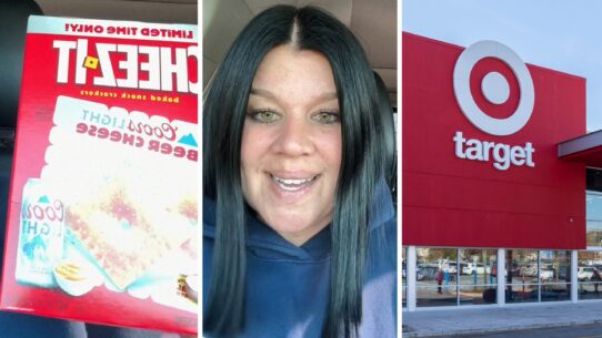 Coors Light Cheez-It (l) woman shares target encounter (c) Target storefront (r)