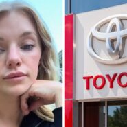 woman shares car issue (l) Toyota dealership (r)
