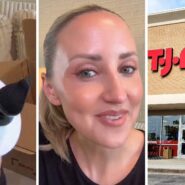 luxury products (l) woman shares lucky encounter (c) T.J. Maxx store (r)