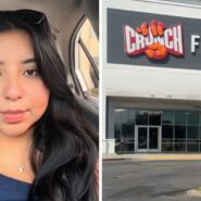 woman shares gym experience (l) Crunch Fitness entrance (r)