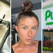 vanilla ice cream (l) woman shares publix encounter (c) Publix storefront (r)