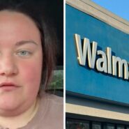 woman shares walmart experience (l) walmart storefront (r)