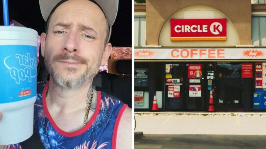 man shares circle K experience (l) Circle K store (r)