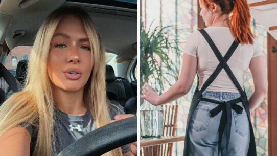 woman shares servers and bartenders struggles (l) bartender arrives for shift (r)
