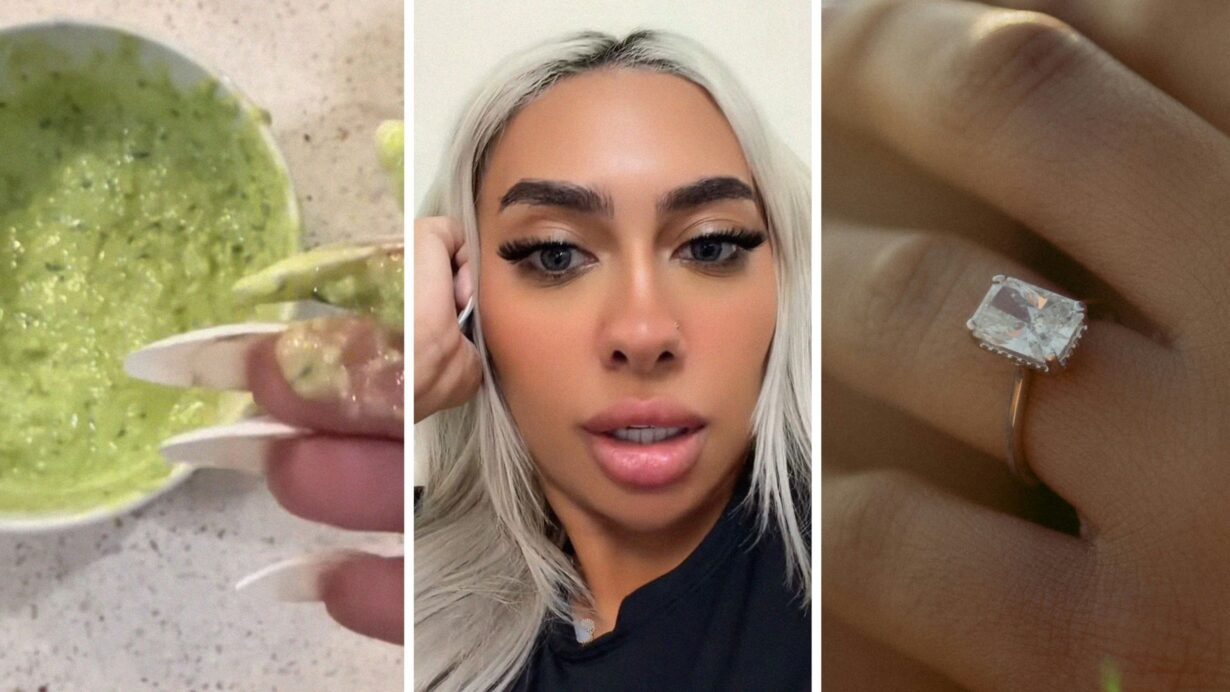 Cilantro Avocado Salsa (l) woman shares cooking issue (c) Engagement Ring (r)