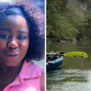 woman shares kayaking experience (l) kayaking setting (r)