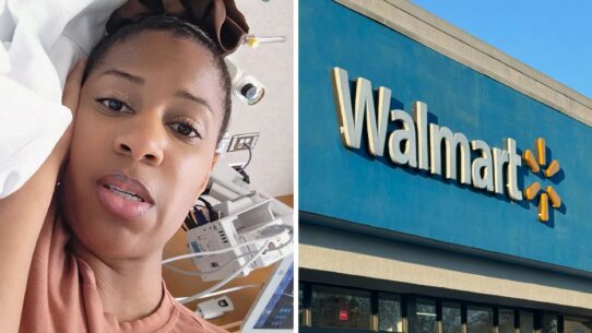 woman shares walmart experience (l) walmart storefront (r)