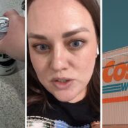 Pepsi soda (l) woman shares soda purchase issue (c) Costco storefront (r)
