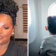 woman shares flight encounter (l) little boy sitting on the window seat (r