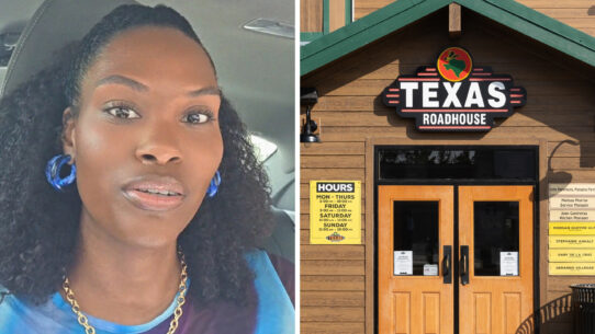 woman shares Texas roadhouse observation (l) Texas roadhouse entrance (r)