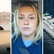 man on a ferry (l) woman shares ferry experience (c) ferry on the go (r)