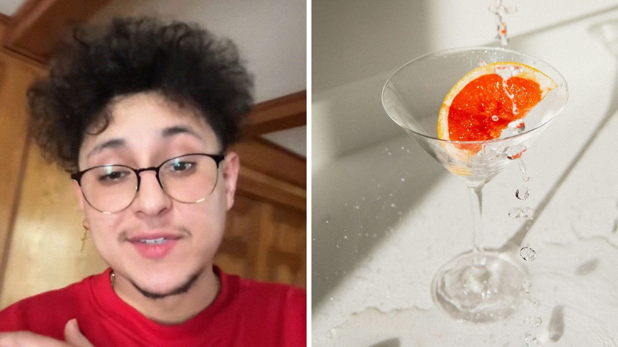 man shares vodka concern (l) pouring vodka in a glass (r)