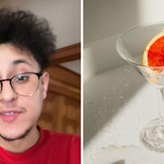 man shares vodka concern (l) pouring vodka in a glass (r)