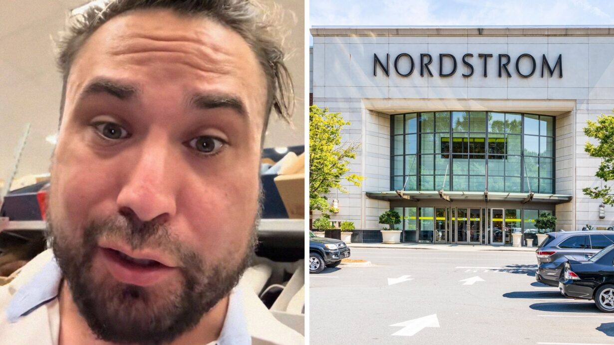 man shares Nordstrom concern (l) Nordstrom entrance (r)