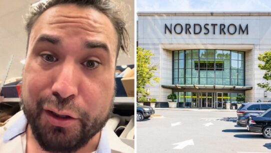 man shares Nordstrom concern (l) Nordstrom entrance (r)