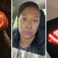 Halloween night (l) woman shares uber ob experience (c) Uber ride (r)