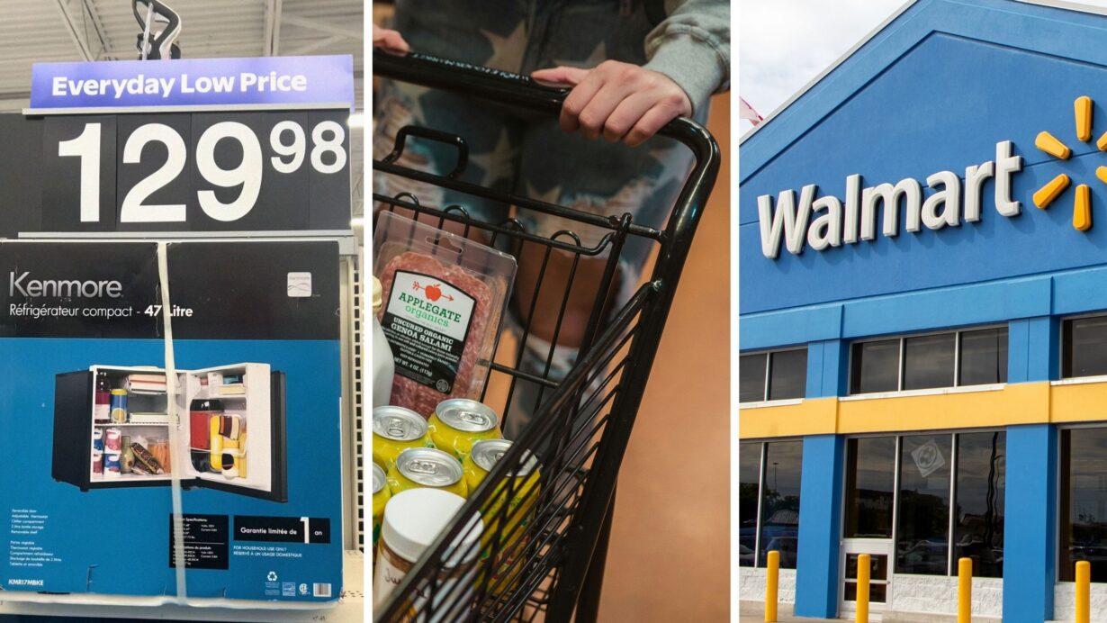 mini-fridge (l) walmart shopper shares encounter (c) walmart storefront (r)