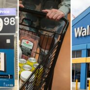 mini-fridge (l) walmart shopper shares encounter (c) walmart storefront (r)