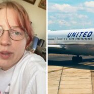 woman shares travelling experience (l) United airlines (r)