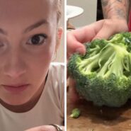woman shares broccoli concern (l) woman rinsing her broccoli (r)